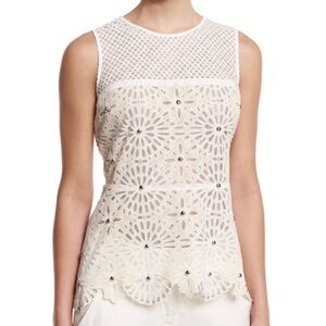 Veronica Beard Sunrise Beaded Crochet Top Pastel Office Summer Designer